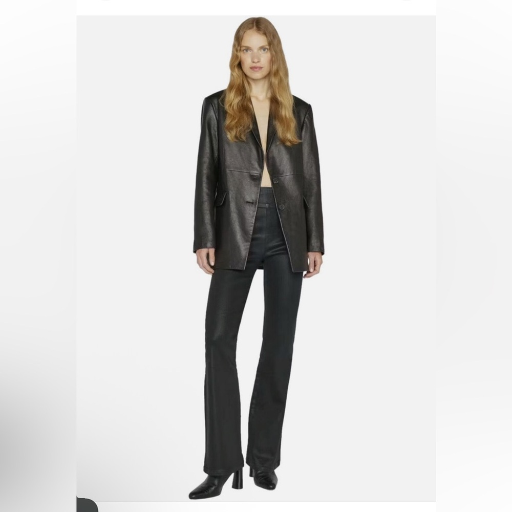 FRAME The Jetset Flare coated cotton blend black pants sz.0